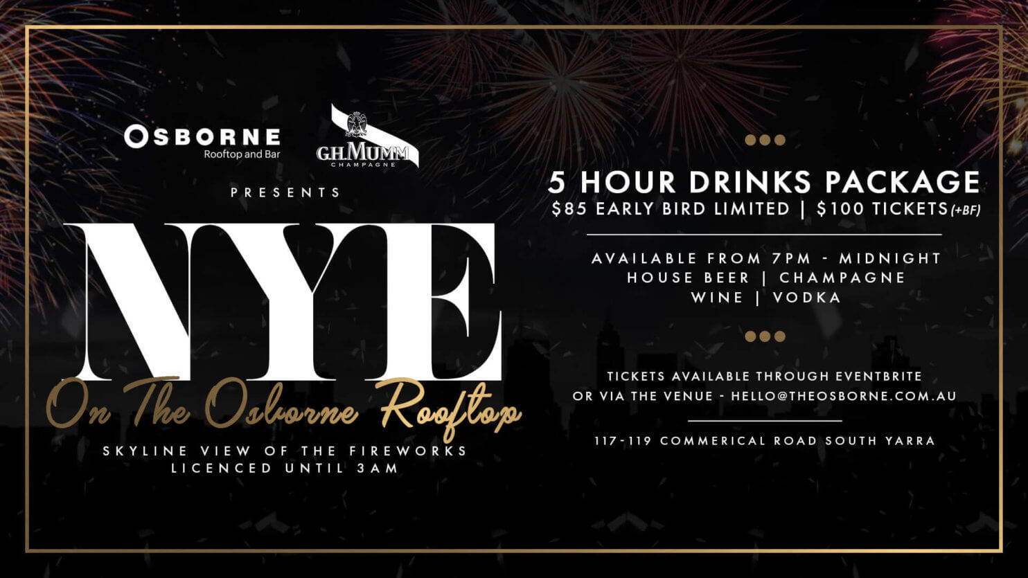 New Years Eve Event Osborne Rooftop South Yarra